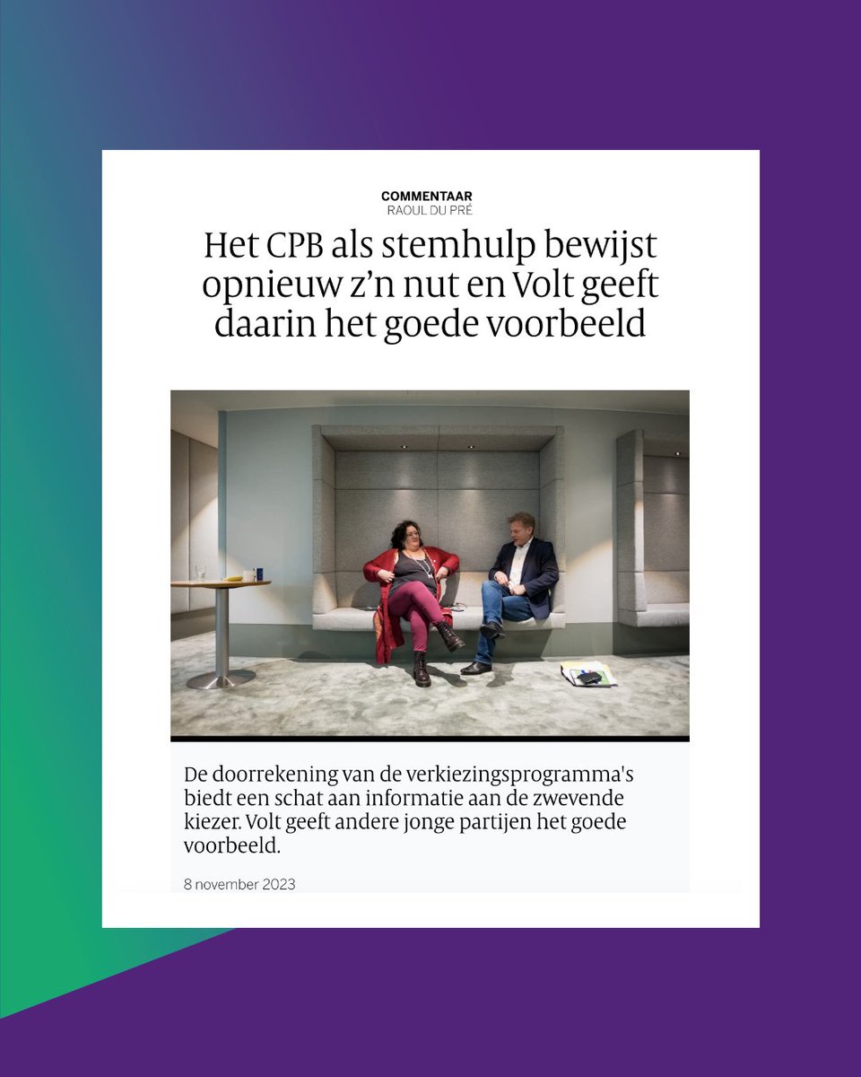 VoltNederland's tweet photo. De #CPB doorrekening van ons verkiezingsprogramma laat zien: de radicale veranderingen van #Volt zijn beter voor uitkeringsgerechtigden dan voor ‘bemiddelde huishoudens’. 

Leuk, die valse frames van oude politieke partijen. Lees zelf hoe het écht zit! 👉 https://t.co/TlTs93DY2Y https://t.co/9nDyykcUOk