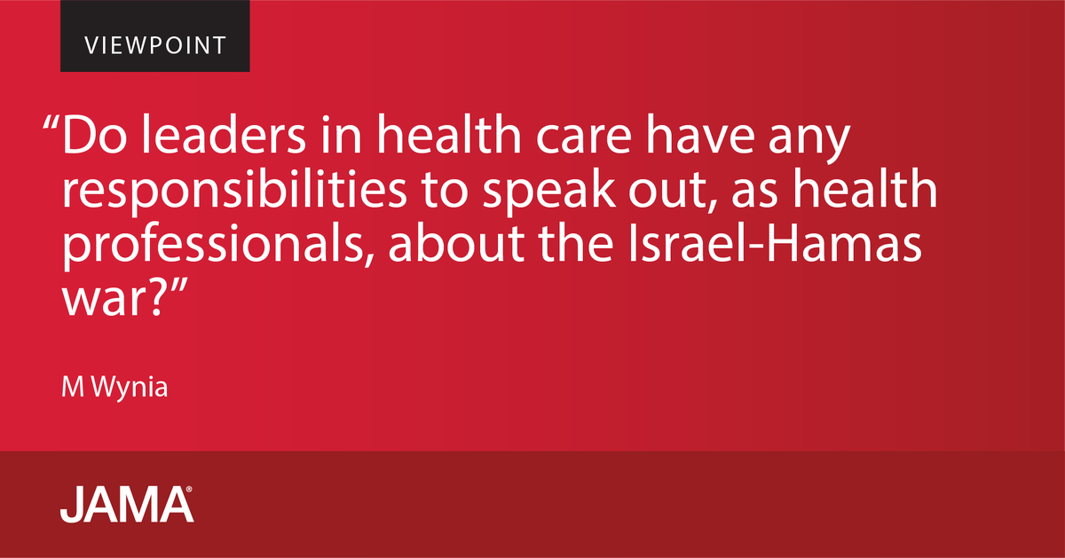 JAMA (@jama_current) on Twitter photo Viewpoint: do health care professionals have any responsibilities to speak out about the conflict in the Middle East? ja.ma/49qfTI0 Viewpoint: do health care professionals have any responsibilities to speak out about the conflict in the Middle East? ja.ma/49qfTI0