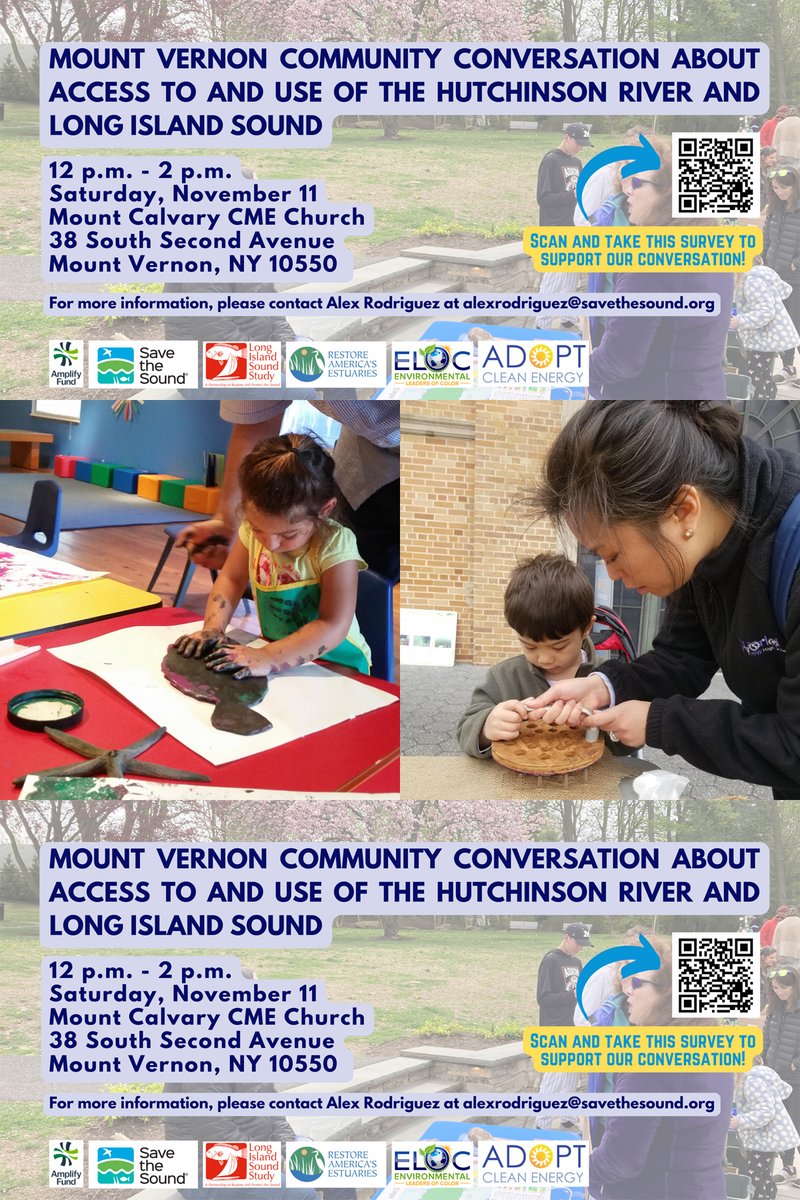 nyseagrant's tweet photo. Register for 11/11 community conversation at Mt Calvary CME Church hosted by @LISStudy on use of #HutchinsonRiver, #LongIslandSound https://t.co/GdhUBP4mxF; NYSG’s LISS outreach coordinators at @stonybrooku, @NYCWater engage communities in #LISound programs, activities, resources https://t.co/HiTiLu5AX5