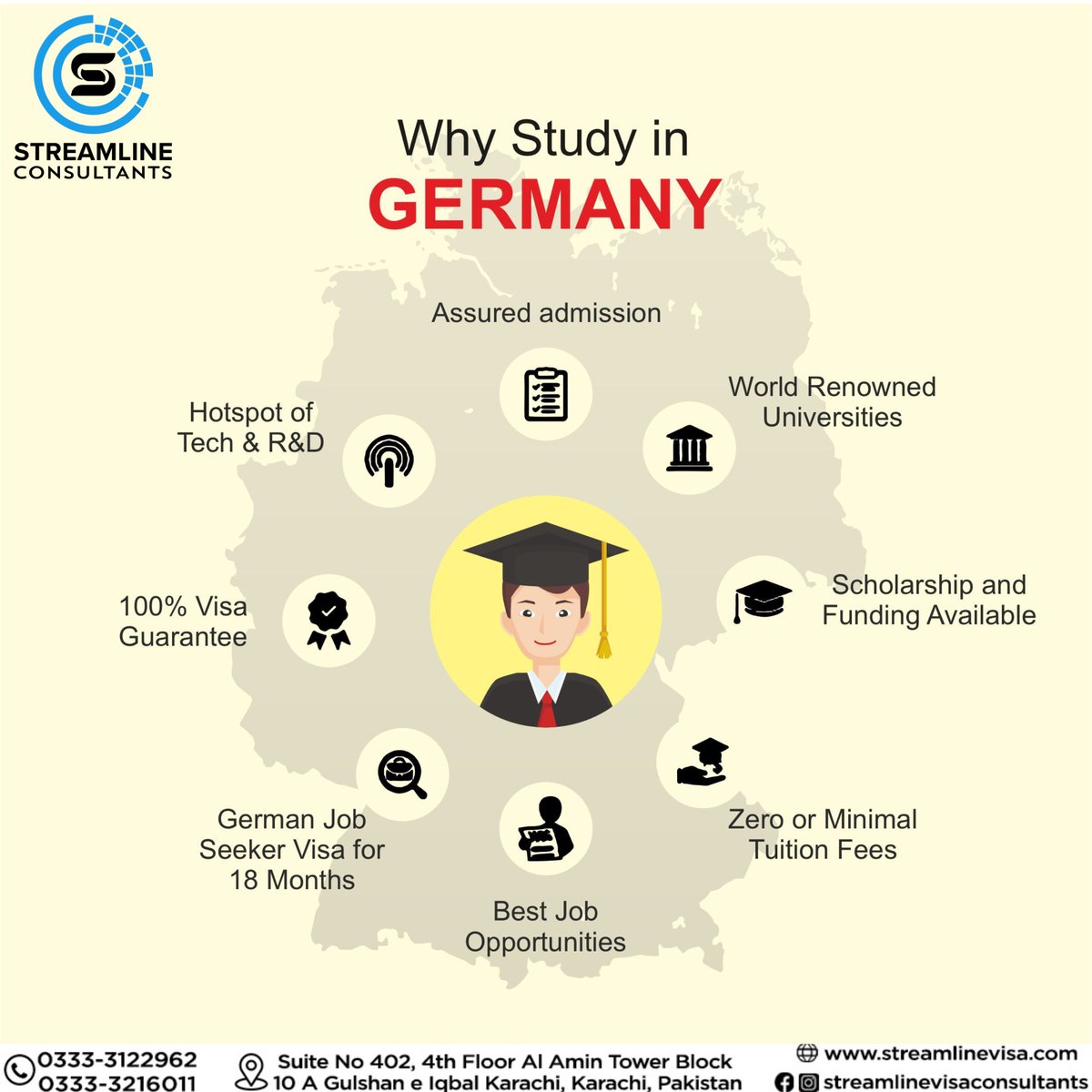 StreamlineVisa's tweet photo. Here are the reasons why to choose to Study in Germany. Get in touch with us for expert counselling at 0333-3216011 or visit https://t.co/Oz1WUWSntE For more Information regarding Study Abroad.
#StudyAbroad #GlobalEducation #EducationConsultant #dreambig #StreamlineConsultants https://t.co/iSXTj2iPfd