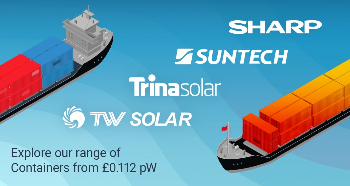 AlternergyPV's tweet photo. At #Alternergy we don't wait for #BlackFriday to give you sensational prices😎 
We now have Solar Panel Containers available from £0.112 per watt. Take a look: https://t.co/pAukpCeUAC

#solar #renewableenergy #greenpower #sustainability #TongweiSolar #TrinaSolar #Sharp #Suntech https://t.co/fJ4G46QxS9