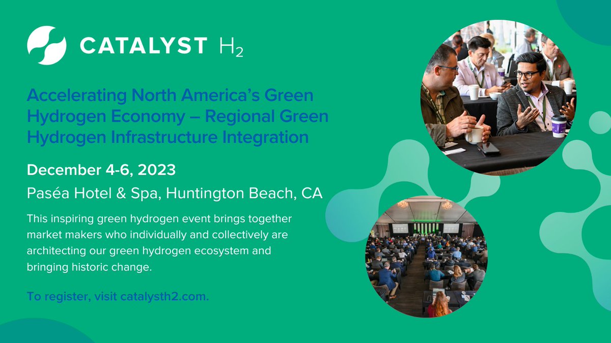 CanaryMediaInc's tweet photo. On December 4-6, @StrategenNews and @ghc_hydrogen are hosting #CatalystH2 to connect change agents and market makers to accelerate North America’s #greenhydrogen economy.
Learn more and register: https://t.co/tVgsJQXic3 https://t.co/2235A82DVg