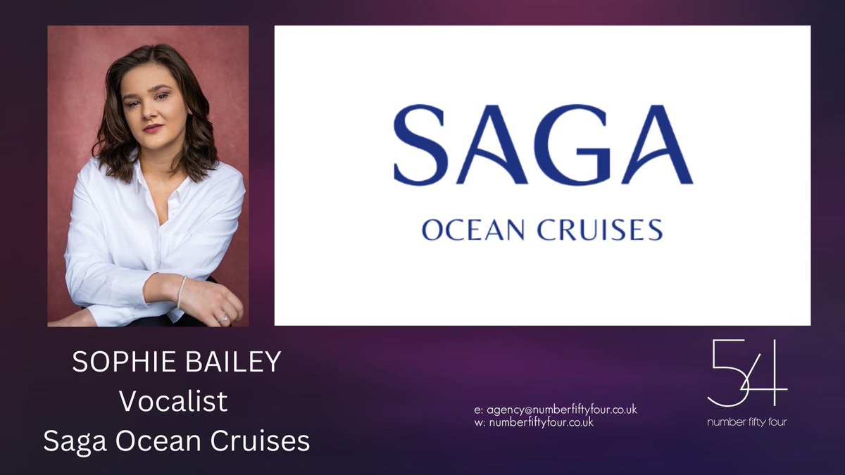 Congratulations to SOPHIE BAILEY <a href="/Sophie_BaileyUk/">Sophie Bailey</a> who starts rehearsals this week as a vocalist for SAGA Ocean Cruises, this is Sophie's 3rd job since she graduated from <a href="/TheLSMT/">LSMT</a> last year 👏

Thank you <a href="/livebusinessltd/">Live Business</a> 

#N54Agency #N54CruisesandResorts
#vocalist #sagacruises