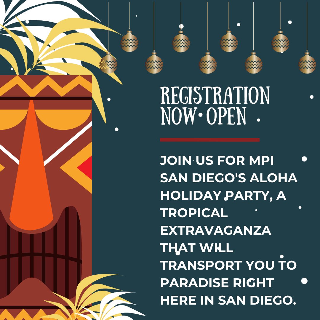 🌺 Get ready to hula your way into the festive season with MPI San Diego's Aloha Holiday Party! 🌴🎉

Mark your calendars for December 6 and prepare to be transported to a tropical paradise right here in San Diego at the beautiful Bali Hai. 🏝️

Register at tinyurl.com/mpisdholidaypa…