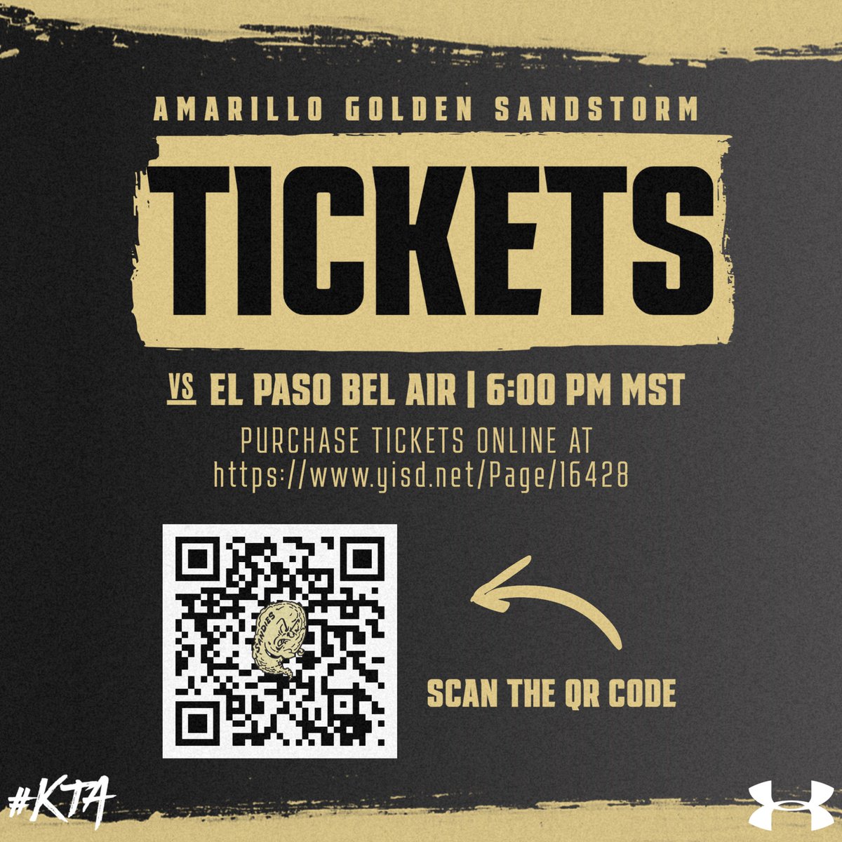 sandiefootball's tweet photo. Attending Friday's game vs El Paso Bel Air at Highlander Stadium?    

Purchase your tickets online following the link: https://t.co/kzSh4oV6oM

#KTA | #WeAreTheStorm https://t.co/DD0qZzCoYU