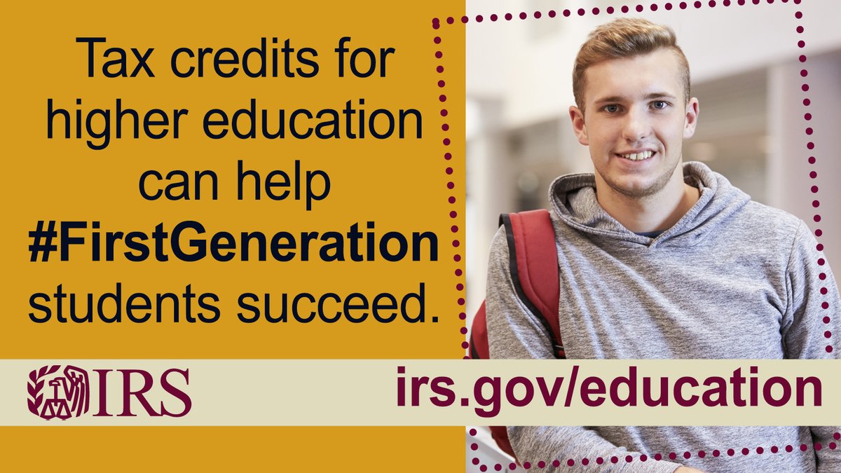 IRStaxpros's tweet image. Many #FirstGeneration students overcame multiple barriers to get into college. #IRS credits and tax benefits may make it easier to stay in school. irs.gov/education