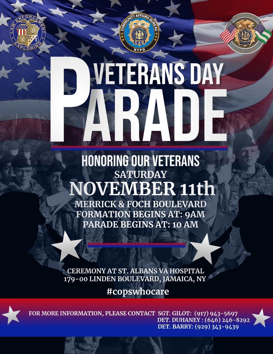 NYPDQueensSouth's tweet image. My team will see you all on Saturday 11/11/23. Formation Merrick Blvd &amp;amp; Foch Blvd. Rain or shine.
@NYPDCommAffairs  @NYPD113Pct #copsandkids #neverforgetourveterans #Nypdexplorers