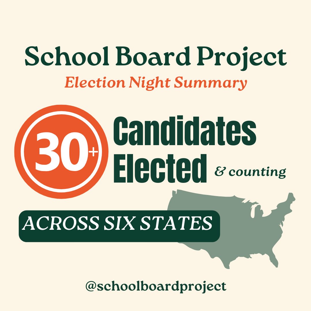 ELECTION RESULTS! Over 30 School Board Candidates were elected nationwide last night in key states including Virginia, Pennsylvania, and Ohio. We’re so grateful for the candidates, coaches &amp; volunteers who stepped up to fight for a better education and future for children.