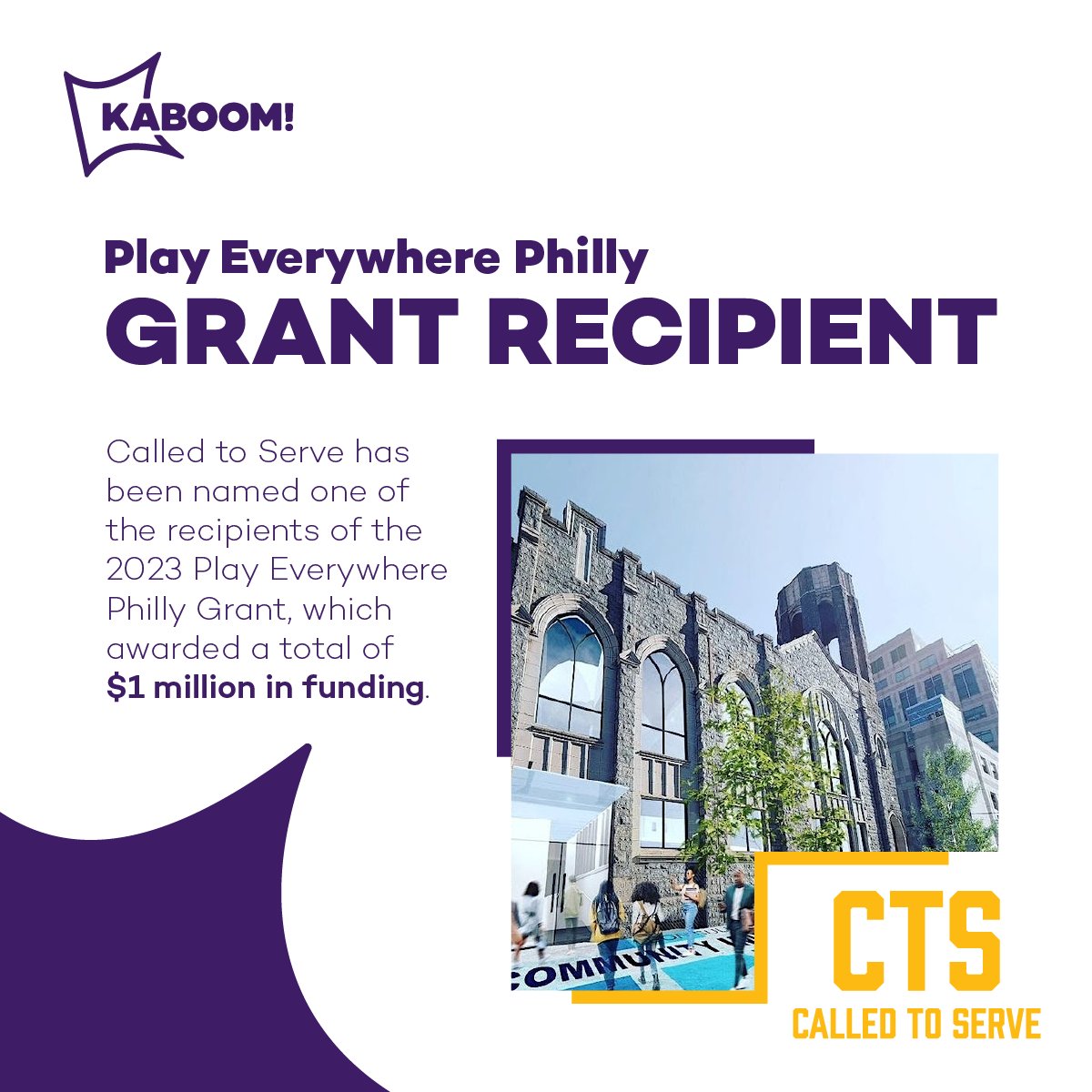 We're excited to announce we have been named one of the recipients of the 2023 Play Everywhere Philly Grant! This grant has awarded a total of $1 million in funding and will go toward Immersive Playful Learning Installations at the future Sullivan Community Impact Center.