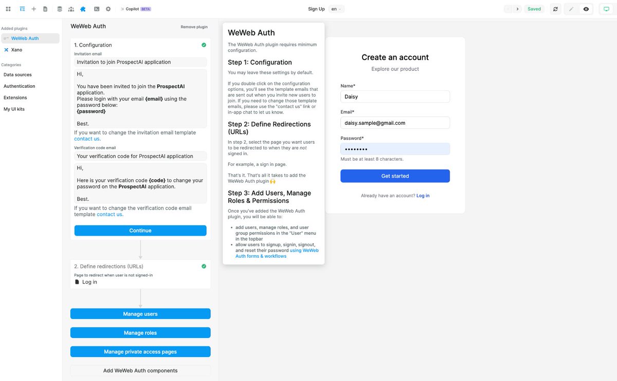 MeetIndieDaisy's tweet image. Day 3 with #WeWeb&apos;s no-code magic — bypassing the mundane with a pre-built user auth plugin,

so I get to tackle the real challenge: 

crafting a user-editable datagrid with #Xano backend. #100daysofNoCode #buildinpublic