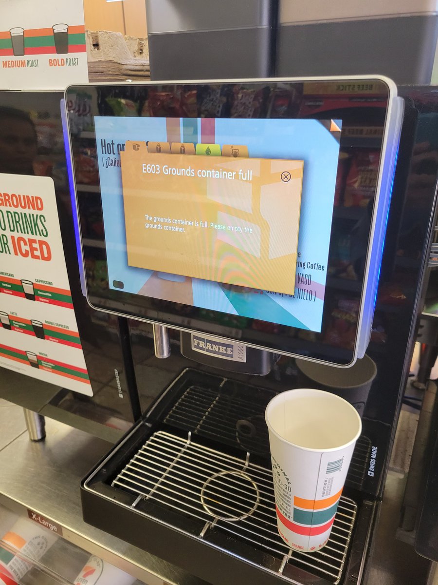 DeucesNeverLose's tweet photo. @7eleven Your coffee makers are broken more often then they work. Definitely need employee training. #coffeefail https://t.co/Zn53yq9Bym