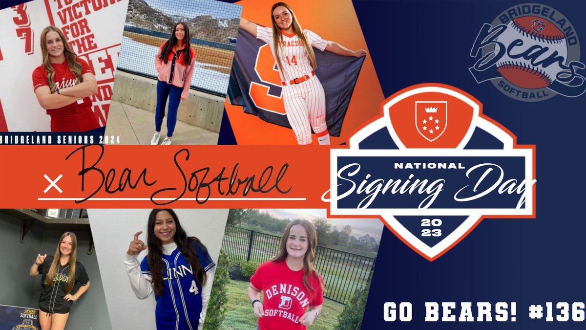 Bridgeland_SB's tweet photo. Today we celebrate our first set of signees! These six have done tremendous things for our program over the last 4 years and we couldn't be more happy to watch them sign their NLI today! #136 #WeAreBridgelandSoftball #NLI2023 #Seniors2024 https://t.co/pOkIZTBKNo