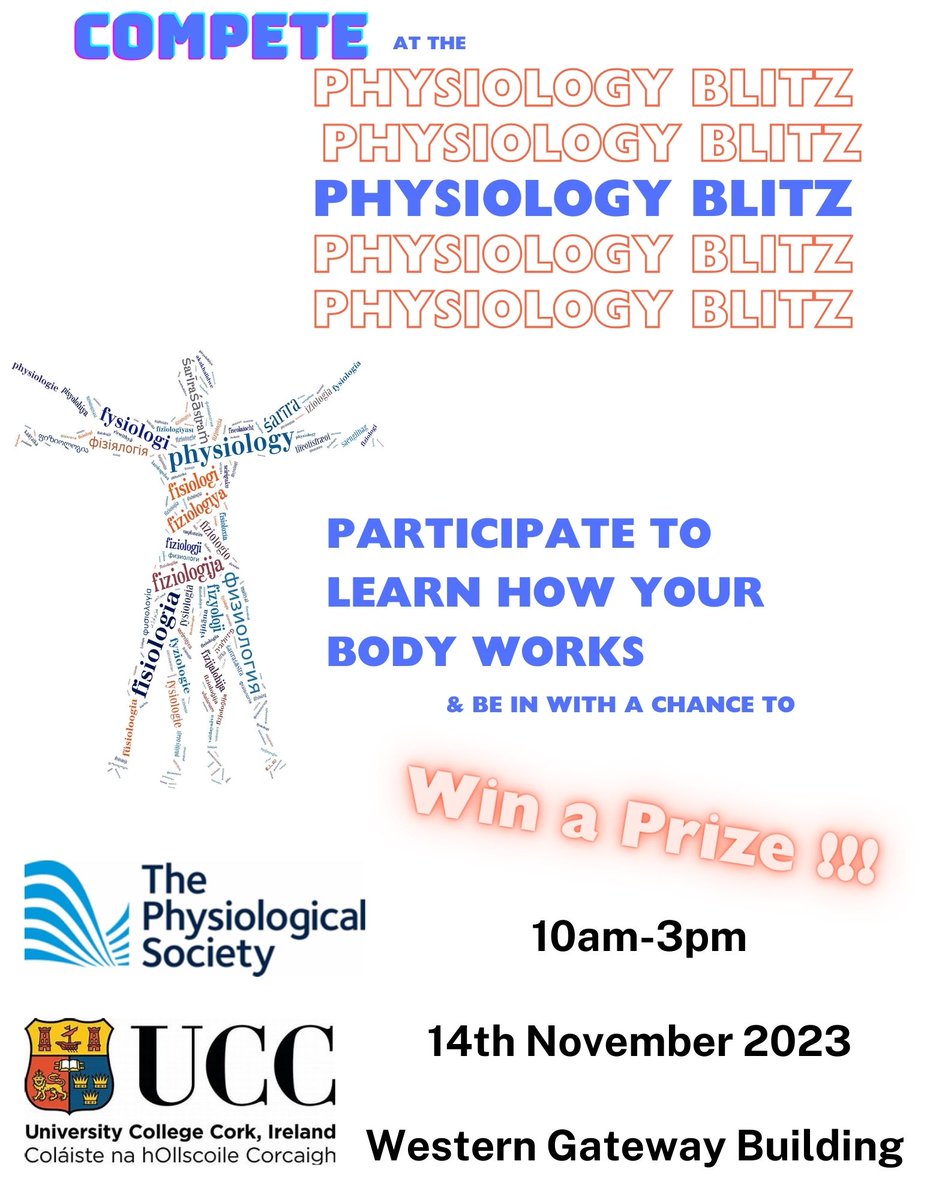 SEFS@UCC (@sefsucc) on Twitter photo Celebrate #physiology during <a href="/ScienceWeek/">Science Week Ireland</a> and win a prize!
PhysioBlitz: Speeding through the Systems
Hosted by <a href="/UCCPhysiology/">UCC Physiology</a>
Tuesday, 14 November: Western Gateway Atrium <a href="/UCC/">UCC Ireland</a>
All welcome! #PhysiologyWeek #ScienceWeek Celebrate #physiology during <a href="/ScienceWeek/">Science Week Ireland</a> and win a prize!
PhysioBlitz: Speeding through the Systems
Hosted by <a href="/UCCPhysiology/">UCC Physiology</a>
Tuesday, 14 November: Western Gateway Atrium <a href="/UCC/">UCC Ireland</a>
All welcome! #PhysiologyWeek #ScienceWeek
