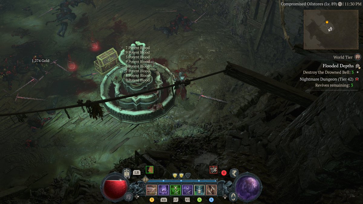 its_kaijah's tweet photo. @Diablo @ATVI_AB @DiabloDevs Y’all know about this fun new bug….? Happening since last night, can’t loot the items stuck on the object…. Please fix 🙏 #diablobug #diablo #problem https://t.co/tba7GSWiRx
