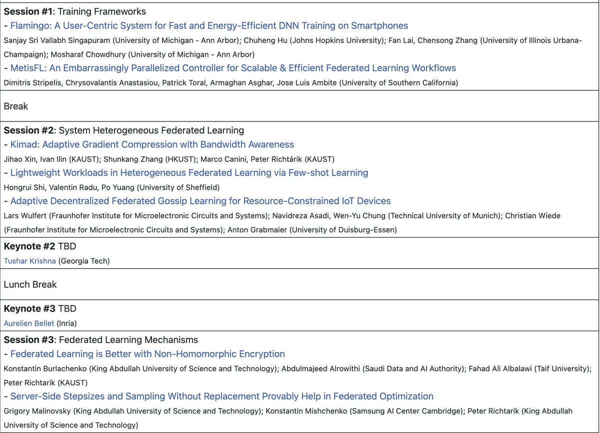 DistributedML (@distributedml) on Twitter photo We are very excited to release the list of accepted papers for this year's <a href="/DistributedML/">DistributedML</a> workshop, along with a tentative schedule here: distributedml.org/program/
Looking forward to seeing you in Paris, <a href="/ACMSIGCOMM/">ACM SIGCOMM</a> #CoNEXT23. We are very excited to release the list of accepted papers for this year's <a href="/DistributedML/">DistributedML</a> workshop, along with a tentative schedule here: distributedml.org/program/
Looking forward to seeing you in Paris, <a href="/ACMSIGCOMM/">ACM SIGCOMM</a> #CoNEXT23.