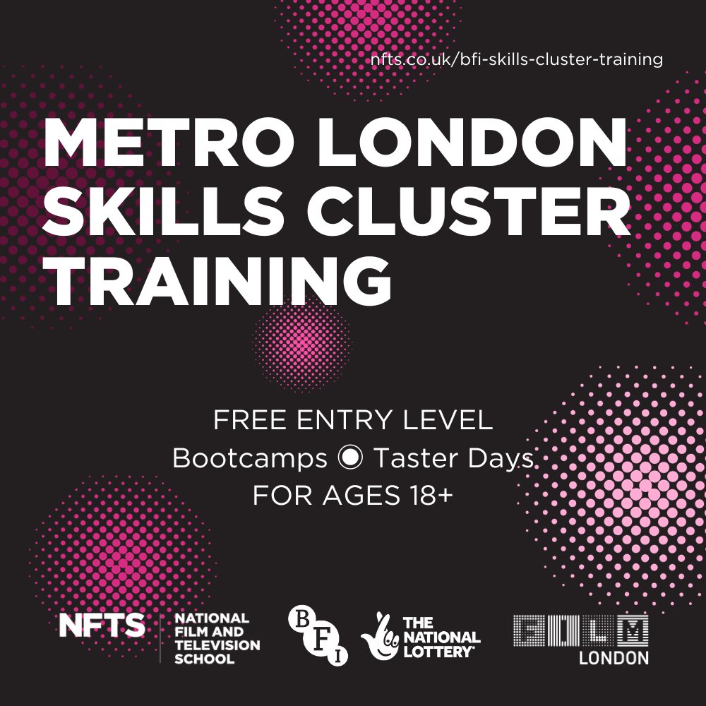 Register now for a FREE upcoming <a href="/BFI/">BFI</a> Metro London Skills Cluster training sessions for ages 18+🔥

🟣Bi-weekly Taster Days from #directing to #development throughout Nov &amp; Dec
🟣Monthly Bootcamps - book now for Jan 2024!

Find out more and book today: nfts.co.uk/events