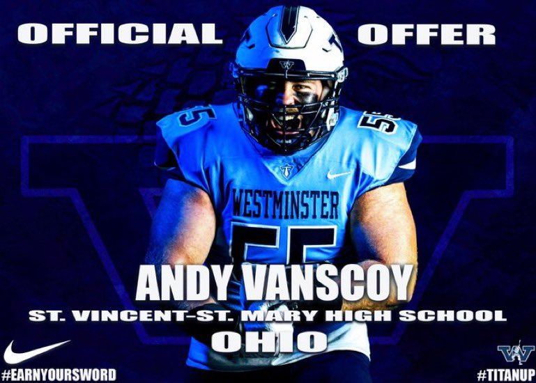 Andy Vanscoy (@andrewvanscoy1) on Twitter photo After a great talk <a href="/coachtylance/">Ty Lance</a> with I am blessed to say I have received an offer from Westminster College <a href="/WCtitansFB/">Westminster Football</a> <a href="/STVMFootball/">St. Vincent-St. Mary Football</a> <a href="/STVMStrength/">STVM Strength & Conditioning</a> After a great talk <a href="/coachtylance/">Ty Lance</a> with I am blessed to say I have received an offer from Westminster College <a href="/WCtitansFB/">Westminster Football</a> <a href="/STVMFootball/">St. Vincent-St. Mary Football</a> <a href="/STVMStrength/">STVM Strength & Conditioning</a>