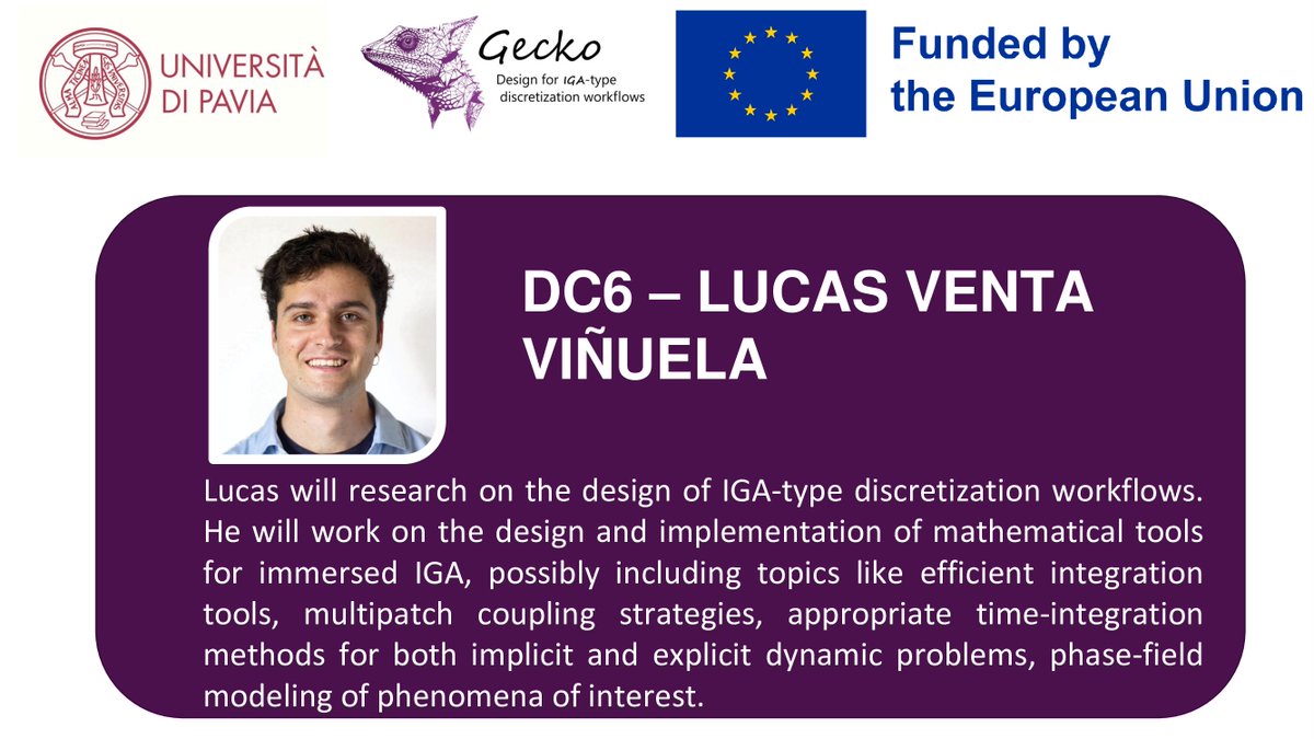 We are glad to welcome Lucas Venta Viñuela to the GECKO project!        

He will work on the design and implementation of mathematical tools for immersed IGA.     

See our web page for more details: gecko.cimne.com #university #career #phd #project #research #HEU