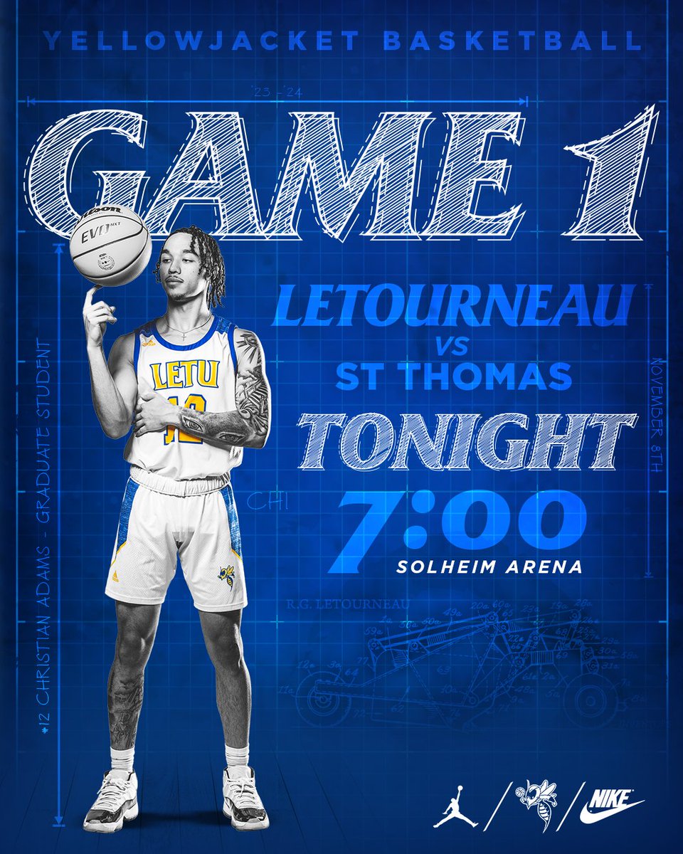 LETUMBB's tweet photo. GAMEDAY | NOV 8 | 7 PM

No more days until game day. It is finally here!

LeTourneau hosts St Thomas on opening night for #d3hoops

Tipoff from Solheim Arena is set for 7 PM.

Live Stream &amp; Stats: https://t.co/muvREfNh2r

#LeTourneauBuilt #LETUBrotherhood https://t.co/ywf7CnsN7g
