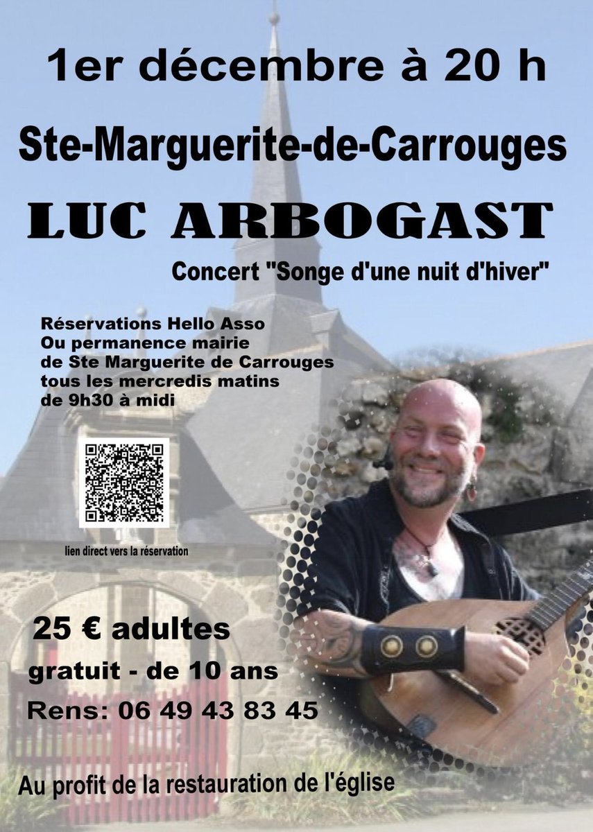 Une bonne nouvelle Luc Arbogast   #thevoice  #contretenor - deux #Olympia sera à Sainte Marguerite de Carrouges à côté du château de Carrouges dans l Orne le 1 er décembre.Petite jauge 🎶 alors faites vite si vous souhaitez une place 👍🎶👍 réservation : vu.fr/OYuAa