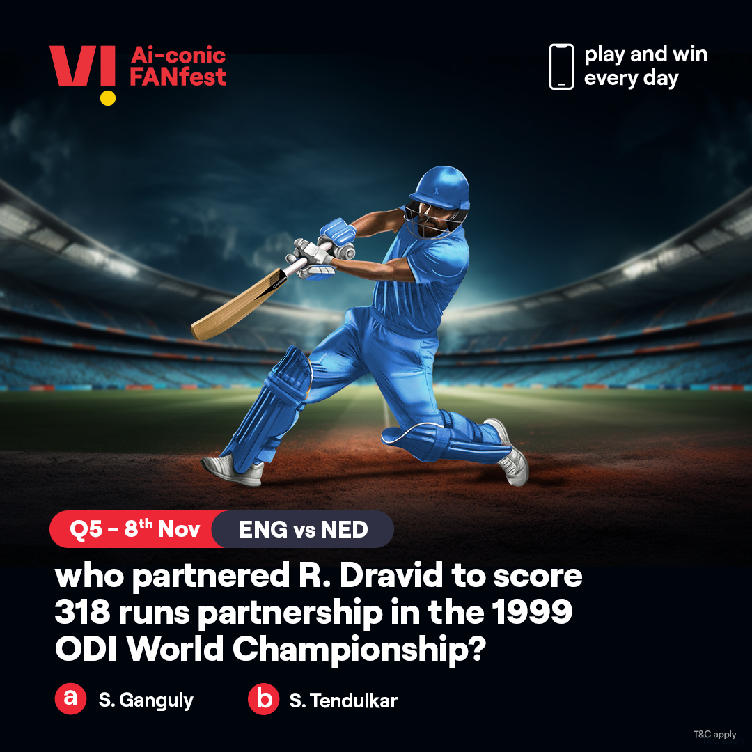 Their game has started, and so has yours. Share the right answer to all the questions of the day using #ViAiconicFANfest and you could stand a chance to win a #smartphone.

Go on, take your shot.

#ContestAlert #WorldCup #Cricket #CricketContest #Play2Win #Contest #ENGvsNED