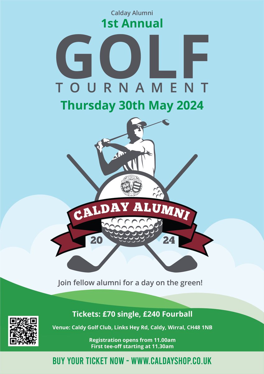 🚨 Calday Alumni News🚨

Our inaugural CGGS Alumni Golf Day is happening in 2024. ⛳️⛳️

Date : Thursday 30th May 2024
Venue : Caldy Golf Club 
Tee Times : 11.45am—-> 2.02pm 

Sign up NOW  
Event/Hole sponsorship available 👍🏼
💻: mark.broadhurst@calday.co.uk