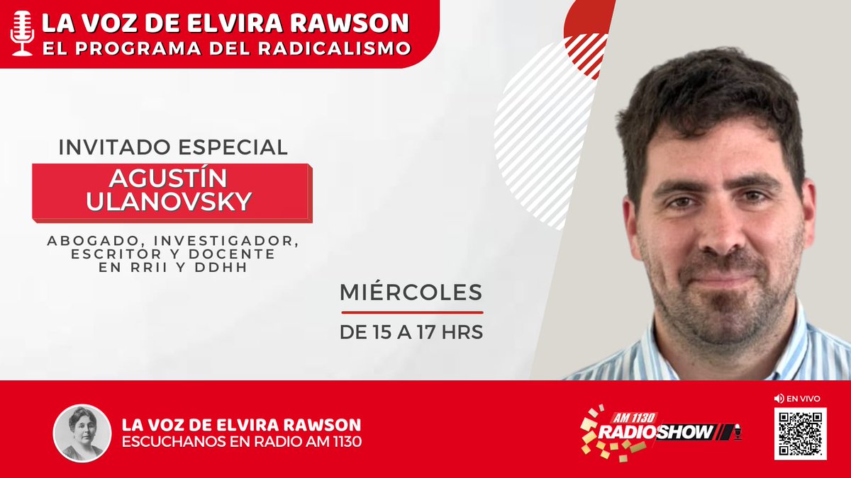 Hoy en LA Voz de Elvira Rawson
Programa 115
Entrevista exclusiva a Raul Galvan quien fue Sub secretario del interior en el gobierno de Alfonsín 🇲🇨
🌎 También el segmento internacional con <a href="/agulanovsky/">Agustin Ulanovsky 🇦🇷🎗</a> 
🌊  Y en vivo desde MDQ <a href="/GoniMoreno/">Rodrigo Goñi Moreno</a> 
📻 am1130.com.ar 
<a href="/ElviraVozde/">La Voz de Elvira Rawson</a>