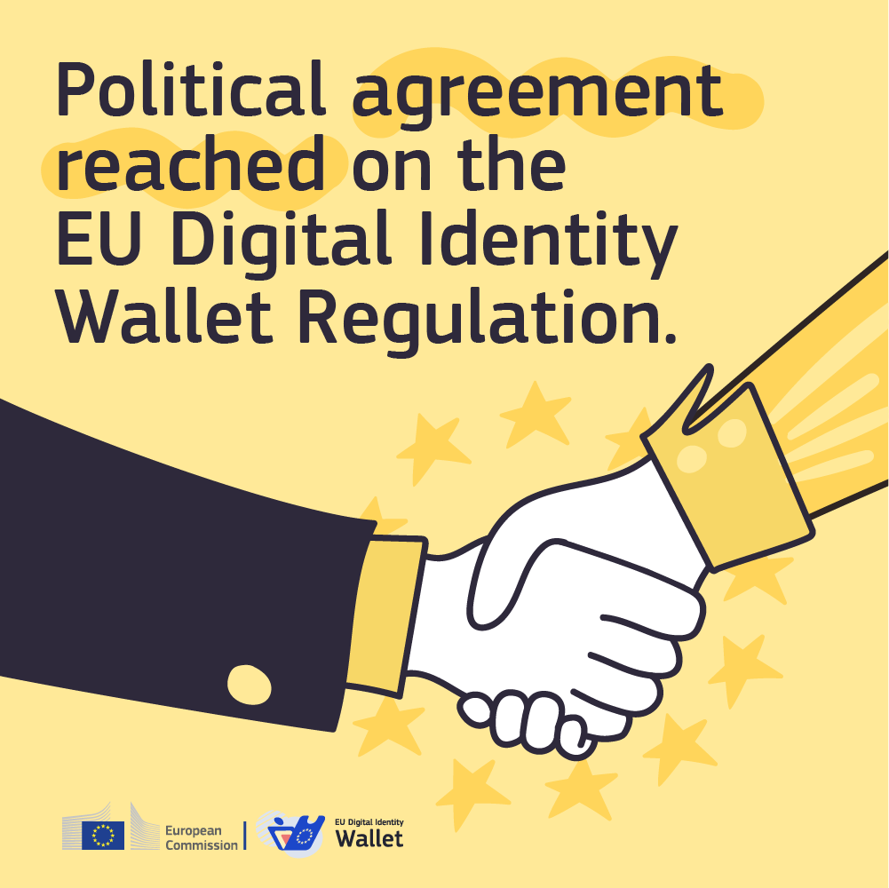 The final political agreement on the Regulation introducing the #EUDIWallet was just reached between the @EUROPARL_EN, the <a href="/EUCouncil/">EU Council</a> &amp; the <a href="/EU_Commission/">European Commission</a>👏Check the full press release for all the details here: europa.eu/!pcwNth
#eIDASinAction
#eIDAS4ALL
#digitalidentity