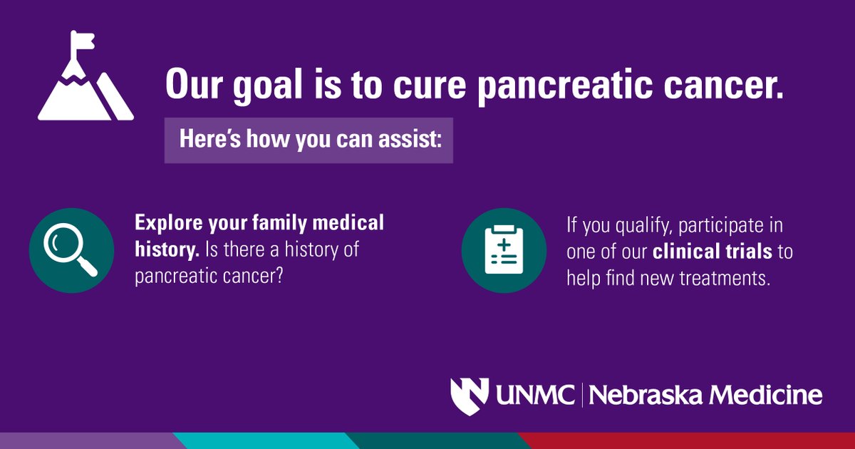 November is Pancreatic Cancer Awareness Month. Pancreas cancer is among the world’s most lethal cancers. As our med center experts combat this disease, here’s how you can assist.

Learn more about our clinical trials to help find new treatments:
unmc.edu/intmed/divisio…