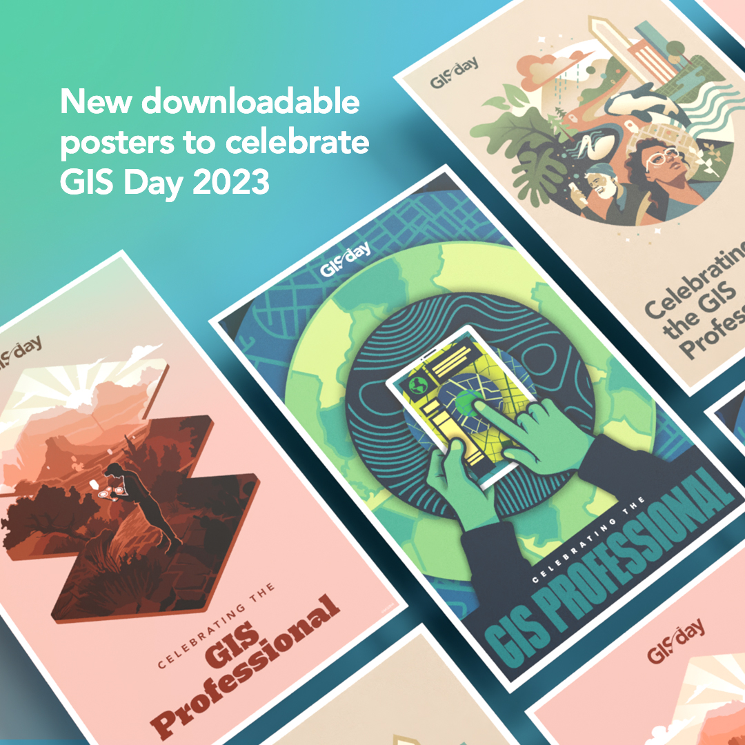 Esri's tweet image. Celebrate GIS Day in style with free downloadable posters. 😎🌎 Visit esri.social/cysF50Q5hYg and get the resources you need to host the best event ever!

#GISDay2023 #GIS