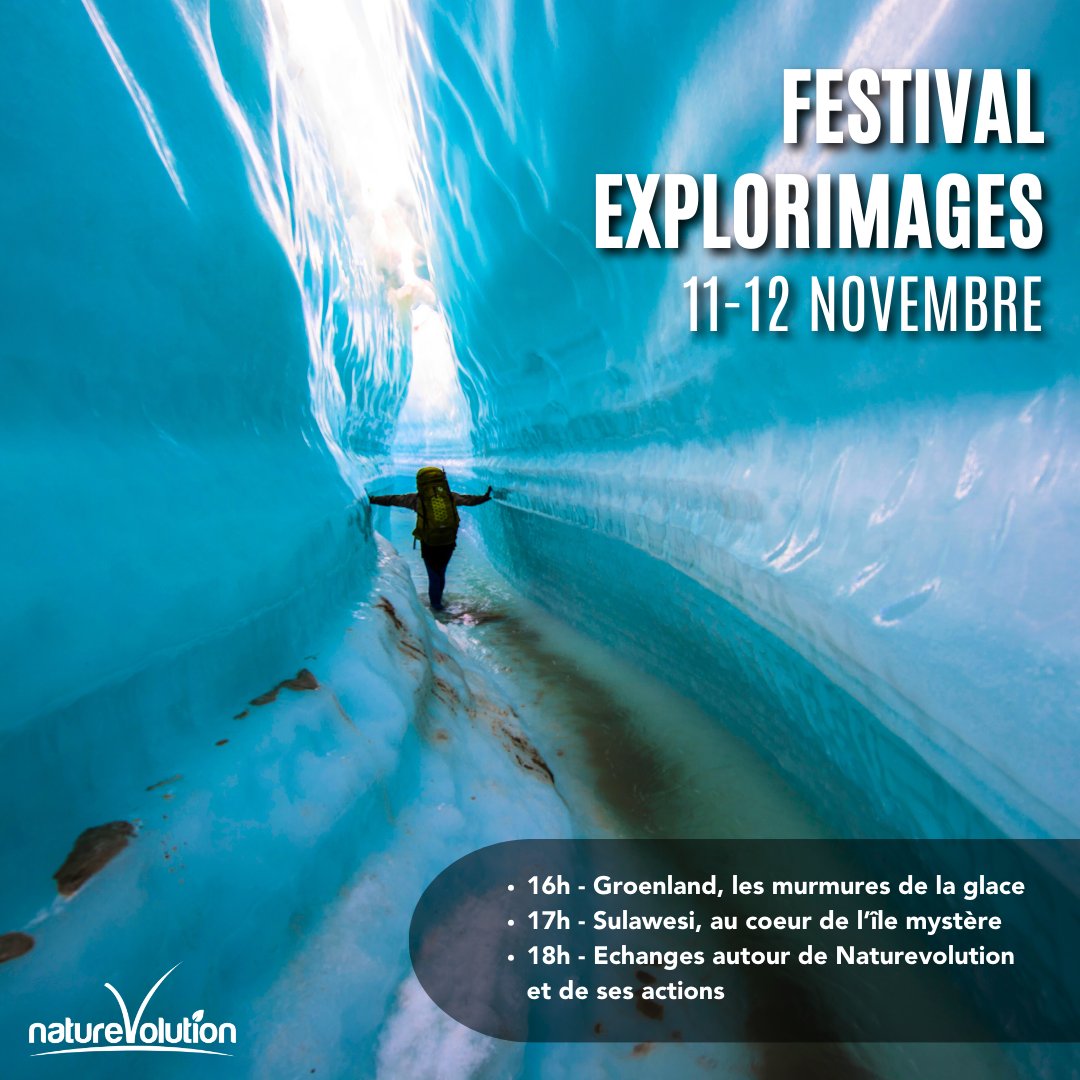 Naturevolution's tweet image. 🌴Nous serons present.es au festival Explorimages ce week-end, les 11 et 12 novembre à Nice !✨@Evrard_W  est l’invité d’honneur de la 27ème édition du Festival 
Nous y projetterons deux de nos films.Pour plus d’informations explorimages.fr