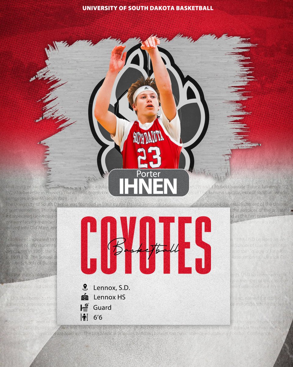 𝐈𝐭'𝐬 𝐨𝐟𝐟𝐢𝐜𝐢𝐚𝐥! 🖊️

Welcome to the Coyote family, Porter! 👏

#WeAreSouthDakota x #GoYotes 🐾