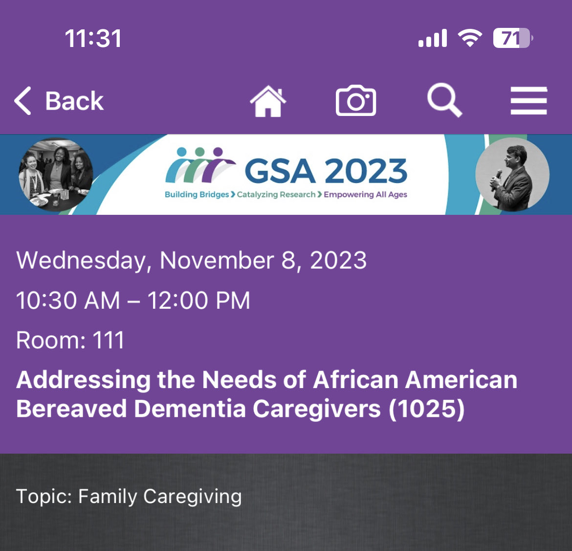First session of #GSA2023 ⁦@UMNCHAI⁩ members talking about how to meet the needs of bereaved dementia care partners