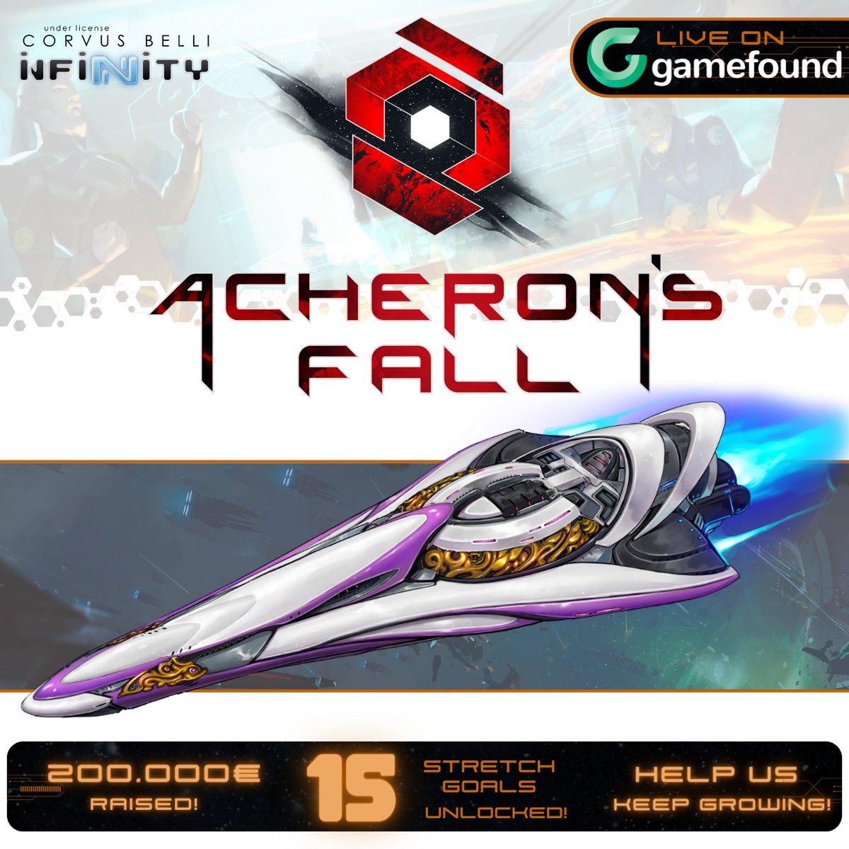 The campaign is alive!

Follow the campaign here:
gamefound.com/en/projects/ra…
We need your help, share this post and we'll unlock a downloadable narrative scenario in PDF where the Argos will play a vital role.

#acheronsfall #infinitythegame #corvusbelli #ramperdesign