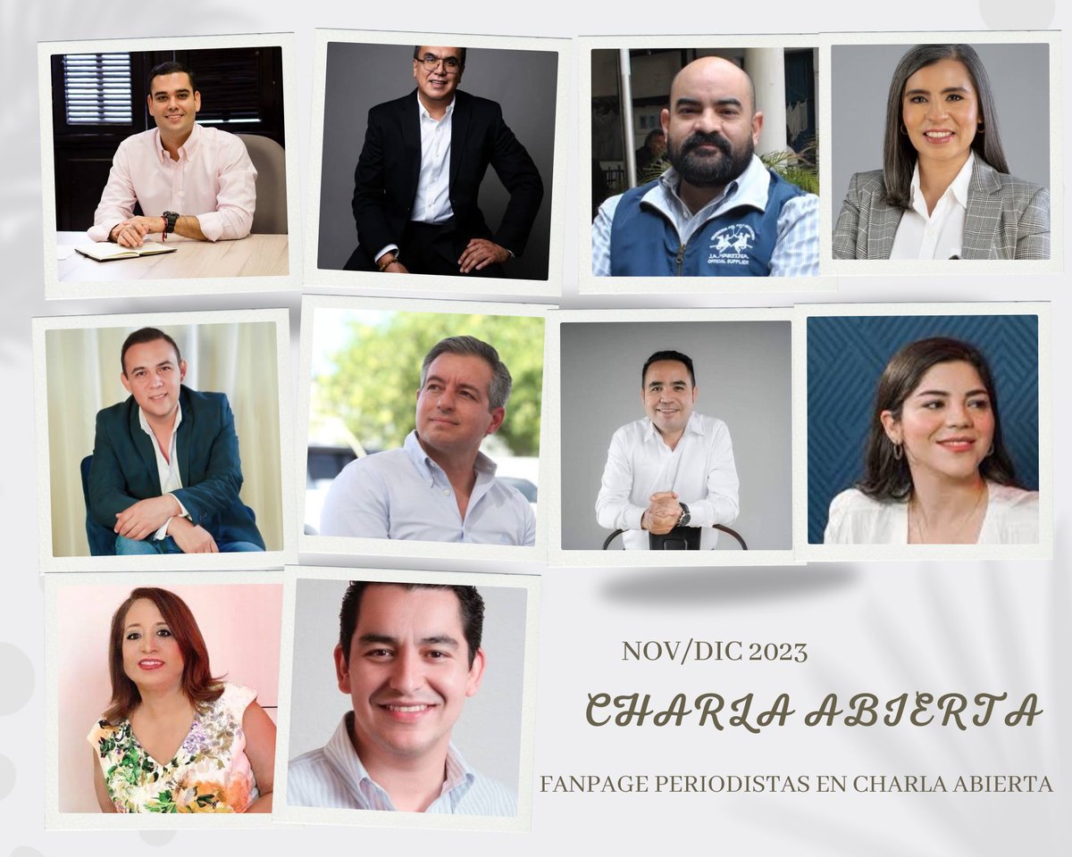 En <a href="/charla34abierta/">Charla Abierta</a> Mesa de Periodistas ya tenemos agenda “casi completa” para lo que resta del 2023:
JUEVES 9 Nov <a href="/PascualSotoe/">Pascual Soto</a> 
VIERNES 10 Nov <a href="/ramon_flores_/">ramon flores</a> y <a href="/CalvinVS/">Calvin Valenzuela Suilo</a> 
JUEVES 16 Nov <a href="/wzuloag/">Wendy BriceñoZuloaga 🍉</a> 
VIERNES 17 Nov <a href="/Memo_diaz/">Memo Diaz</a> 
JUEVES 23 Nov <a href="/DelValleColosio/">Omar Del Valle Colosio</a> 
VIERNES 24 Nov