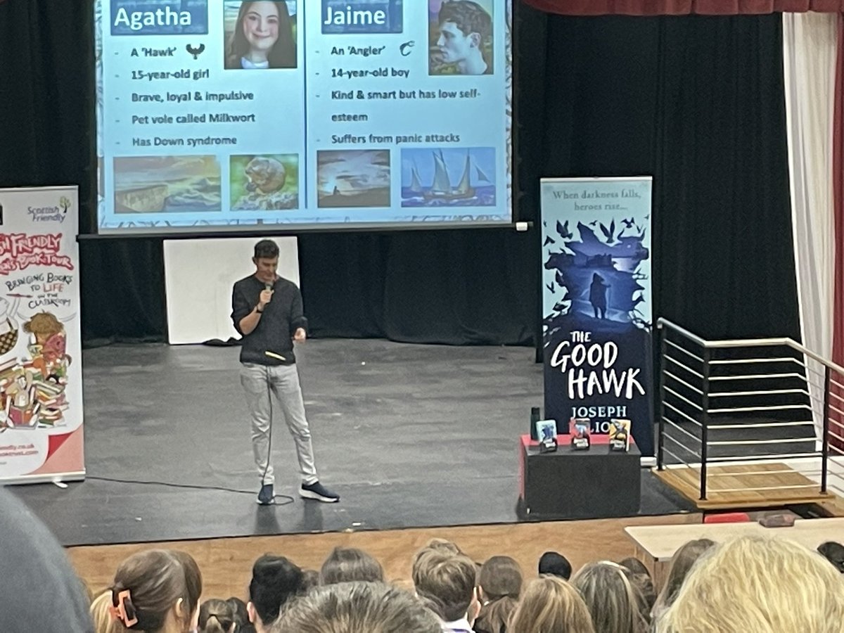 It was so exciting to have a visit with <a href="/joseph_elliott/">Joseph Elliott</a> today! Groups of pupils from all over South Ayrshire came to @BelmontacademyO to hear about his books 📚🦅
<a href="/scottishbktrust/">Scottish Book Trust</a> <a href="/MarrLibrary/">MarrLibrary</a> <a href="/PWKAcademyLib/">Prestwick Academy Library</a> <a href="/girvanacademy/">Girvan Academy</a> <a href="/QMAOfficial/">QueenMargaretAcademy</a> <a href="/Carrick_Academy/">Carrick Academy</a> <a href="/KyleAcad/">Kyle Academy</a> <a href="/Ayr_Academy2016/">Ayr Academy</a>