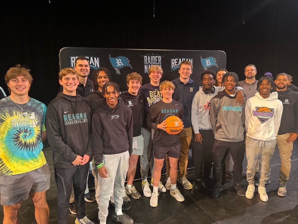ReaganMBB's tweet photo. Congratulations to @coopjackson2024 on signing his National Letter of Intent to the U.S. Naval Academy! He is the first player at Reagan High School to sign a full scholarship to play Division 1 Men's Basketball! We are proud of you Coop! @NavyBasketball #BringTheJuice https://t.co/TuCmZ2iC6U