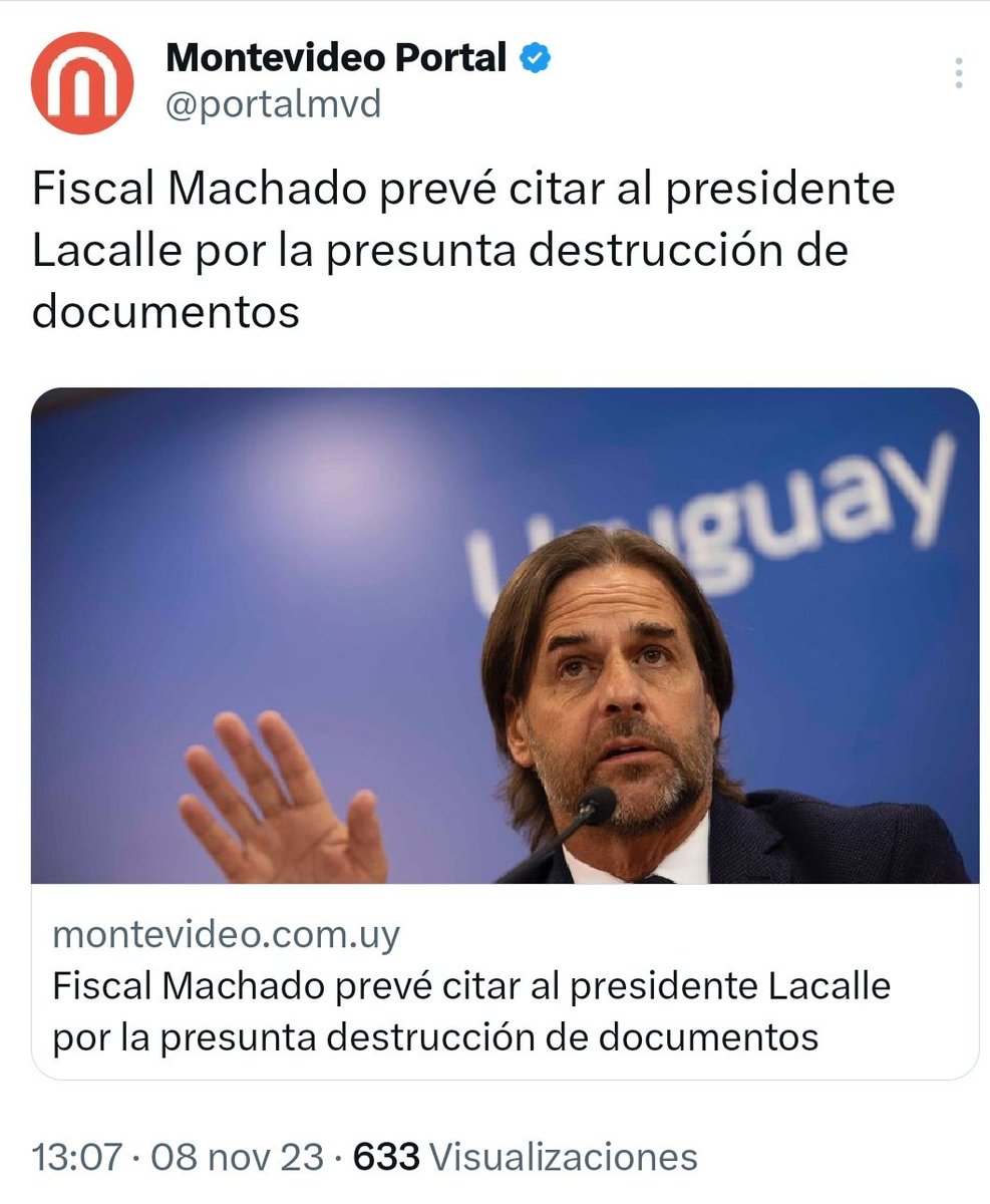 AlfTuitea's tweet photo. 🔥 El Presidente @LuisLacallePou será citado por la Justicia por el caso del pasaporte al narcotraficante Marset 🔥

ESCÁNDALOSO https://t.co/TwwSmhyTEJ