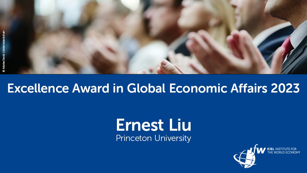 Excellence Awards 2023 - <a href="/ErnestLiuEcon/">Ernest Liu</a> is recognized for his research in networks, trade, and industrial policy. He receives the Kiel Institute Fellowship.
The award ceremony will take place on December 1 in Berlin at our conference on #Geoeconomics (with <a href="/cepr_org/">CEPR</a>).