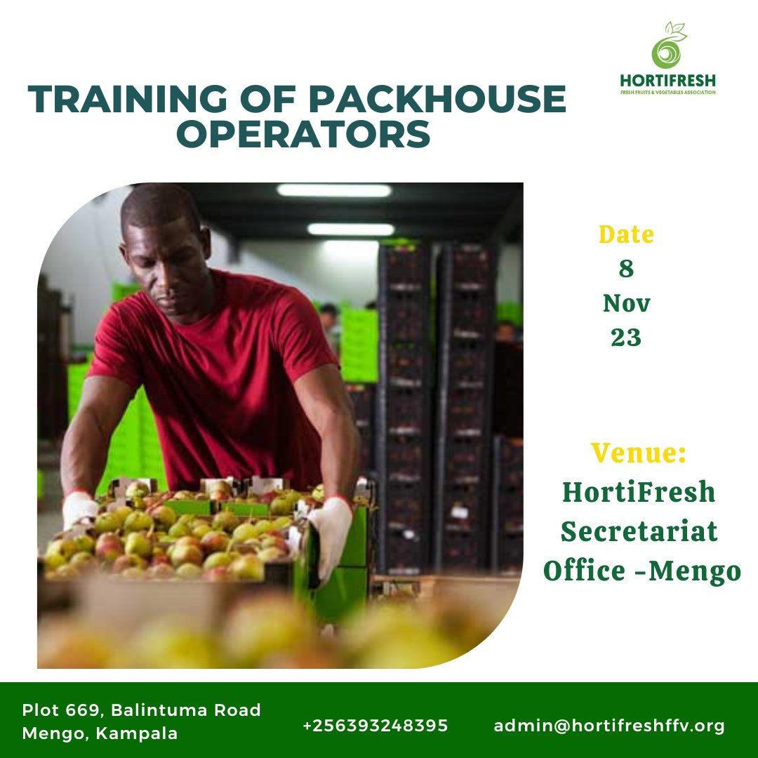 hortifreshffv's tweet photo. .@hortifreshffv has successfully organized a training of Packhouse Operators (Sorters) at @hortifreshffv Secretariat Office - Balintuma Mengo. The training will be extended to different parkhouses as per the owners' schedule.
#BoostingFFVExports 
@FrankTumwebazek https://t.co/24ih3BgL7x