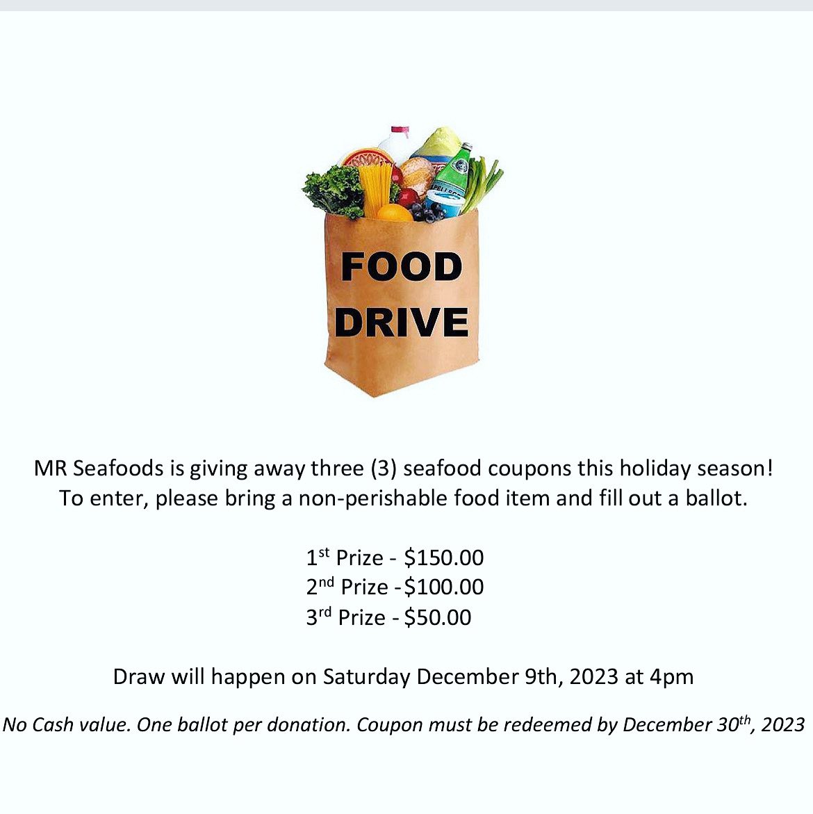 Our Annual Food Drive has started!!! Ballots available in-store or at one of our mobile retail locations in Montague or Souris. Please share #pei #peifooddrive