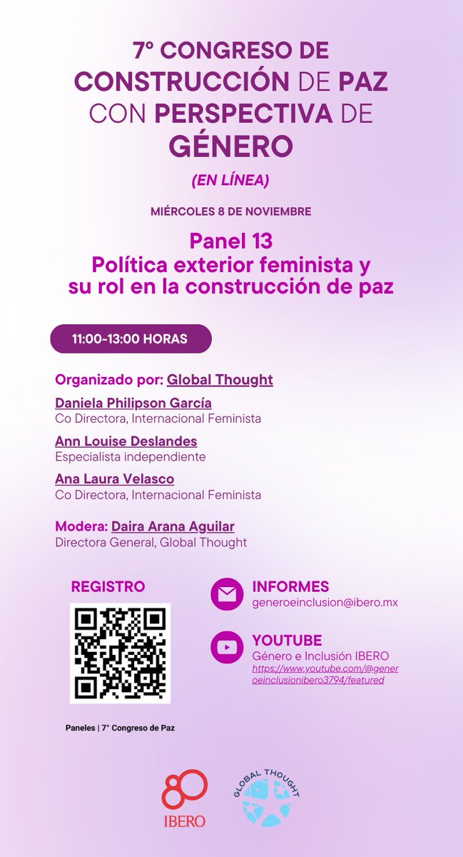 GlobalThoughtMx's tweet image. En unos minutos comienza nuestro panel sobre #PolíticaExteriorFeminista y su rol en la construcción de paz. 🕊

Sigue la transmisión #EnVivo🎥 a través del canal de Youtube de @Genero_Ibero  👇

youtube.com/channel/UC_I68…