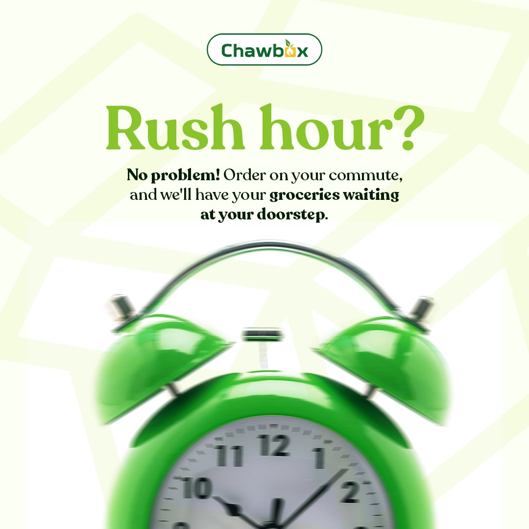 chawbox's tweet photo. Rush hour? 

No problem! 

Order on your commute, and we'll have your groceries waiting at your doorstep.

#BeatTheTraffic
#Chawbox 
#groceriesinlagos https://t.co/JsyHV4mxfg