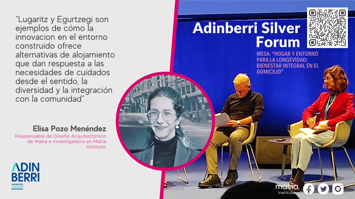 MatiaFundazioa's tweet photo. Hoy hemos tenido la oportunidad de participar #AdinberriSilverForum2023 compartiendo sobre las experiencias de #Lugaritz y #Egurtzegi, ejemplos de entorno construido que pretende dar respuesta a la necesidad de tener mas alternativas frente al binomio vivienda vs residencia. https://t.co/iXgWosIpvR