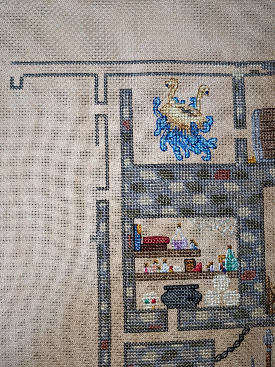 NoGenreLeftBhnd's tweet photo. I have a #Flumph in my #DungeonsAndDragonsSAL by #TaylorAndCromwell. We've already rolled for the next room - but I'll keep it a surprise until I get some more walls done. This is about the halfway point.
#SAL #CrossStitch #DungeonsAndDragons #FandomStitching #TeamEnts #WIP https://t.co/ka1a8lV4NF