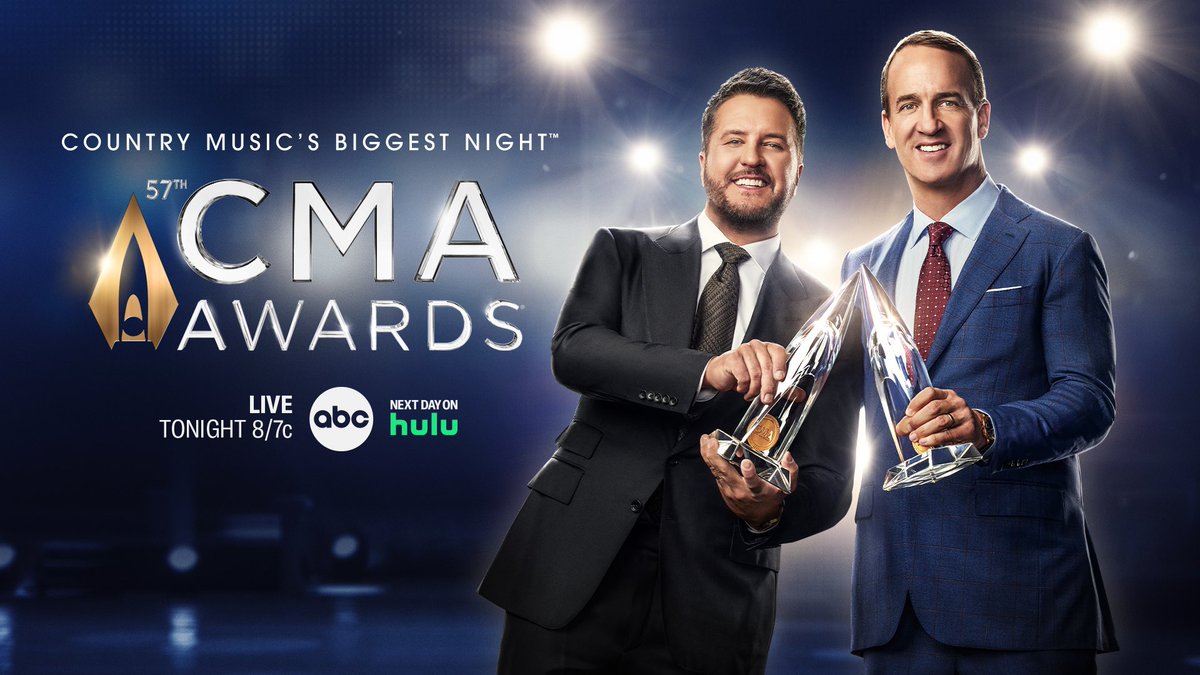 TONIGHT! Watch Country Music's Biggest Night hosted by @LukeBryan and Peyton Manning at 8/7c on @ABCNetwork! See your favourite Country Music stars take the #CMAawards stage with unforgettable performances and collaborations!