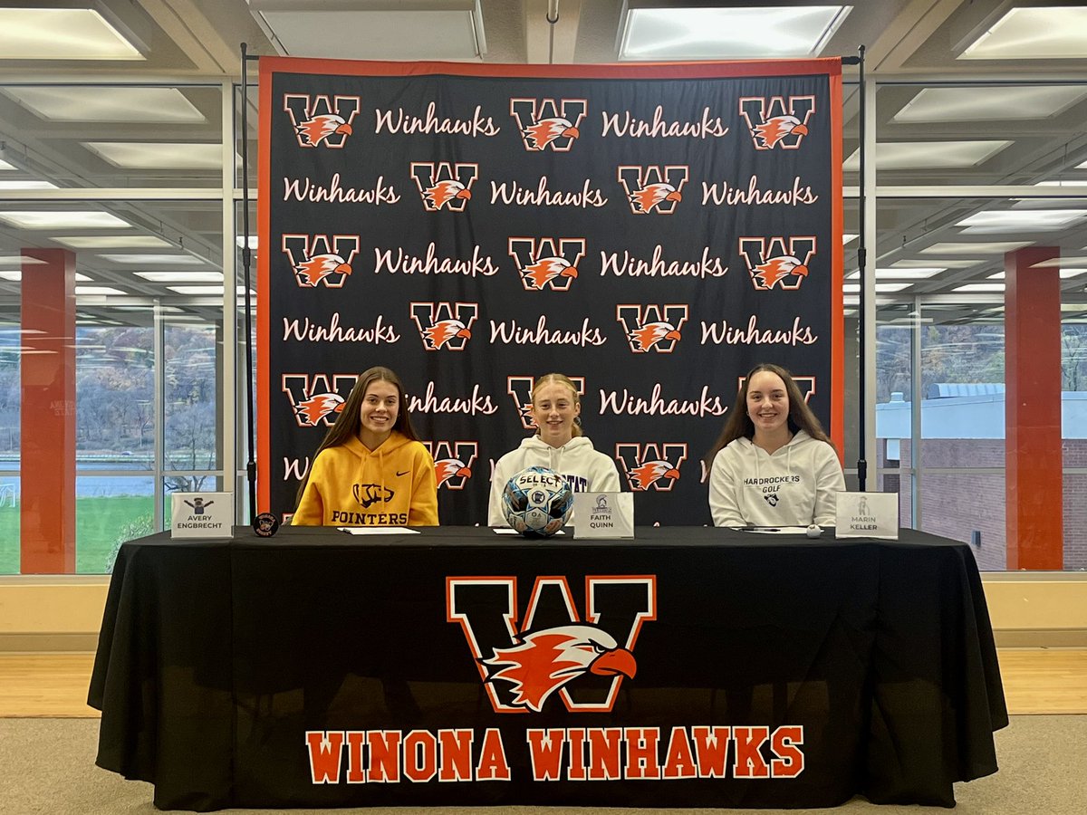Congratulations to Avery Engbrecht, Marin Keller, and Faith Quinn for signing with their future colleges today.  We are proud of you for all your accomplishments past, present and future.  Go Winhawks!