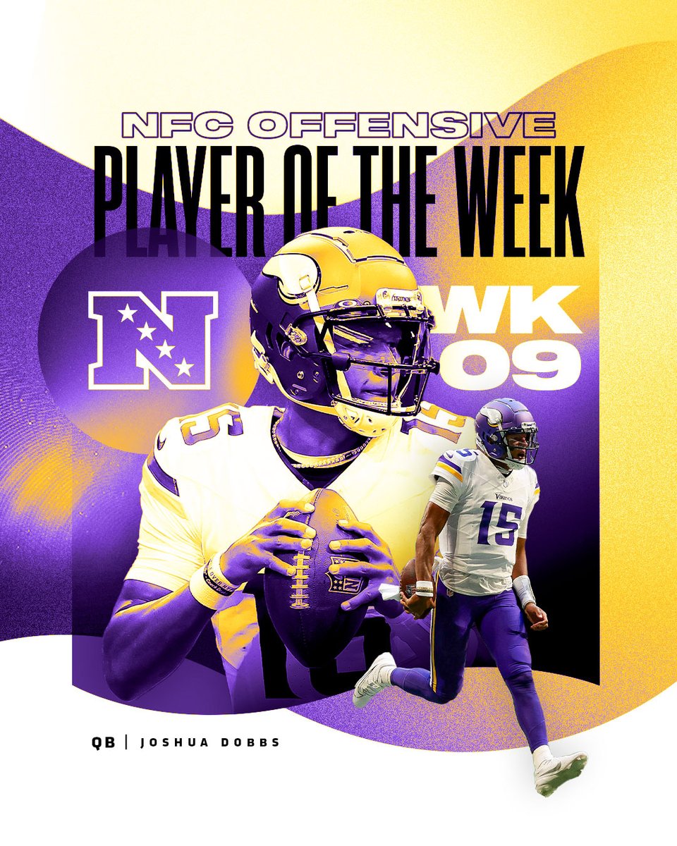 Vikings's tweet photo. What a week.

@josh_dobbs1 has been named NFC Offensive Player of the Week. 

📰: https://t.co/XknchVHFcz https://t.co/2ShXP8cucv