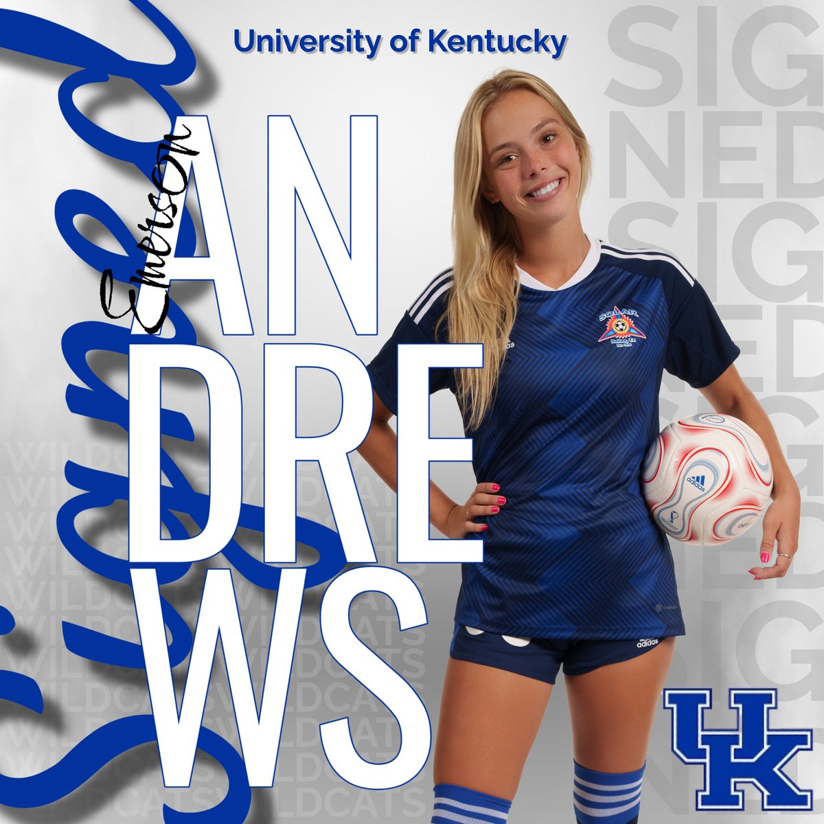 Solar 05/06G ECNL (@solarecnl06) on Twitter photo 🎉 A big blue congratulations to <a href="/EmersonAndrews8/">Emerson Andrews</a> for officially signing with the University of Kentucky soccer team! ⚽️💙 Your skills are going to light up the field as a Wildcat. Best of luck on this exciting journey! 🐱🌟 #BBN <a href="/UKWomensSoccer/">Kentucky Women's Soccer</a> 🎉 A big blue congratulations to <a href="/EmersonAndrews8/">Emerson Andrews</a> for officially signing with the University of Kentucky soccer team! ⚽️💙 Your skills are going to light up the field as a Wildcat. Best of luck on this exciting journey! 🐱🌟 #BBN <a href="/UKWomensSoccer/">Kentucky Women's Soccer</a>