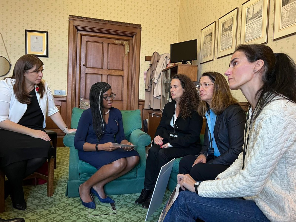 KemiBadenoch's tweet photo. Yesterday I met 3 Israeli mothers: Renana, Hadas and Batsheva. Their children were stolen from them by Hamas on Oct 7 and are being held hostage in Gaza.

It was harrowing listening to their stories. The horror they’re experiencing is truly unimaginable. A living nightmare. (1/6) https://t.co/vaGRc6x4JC